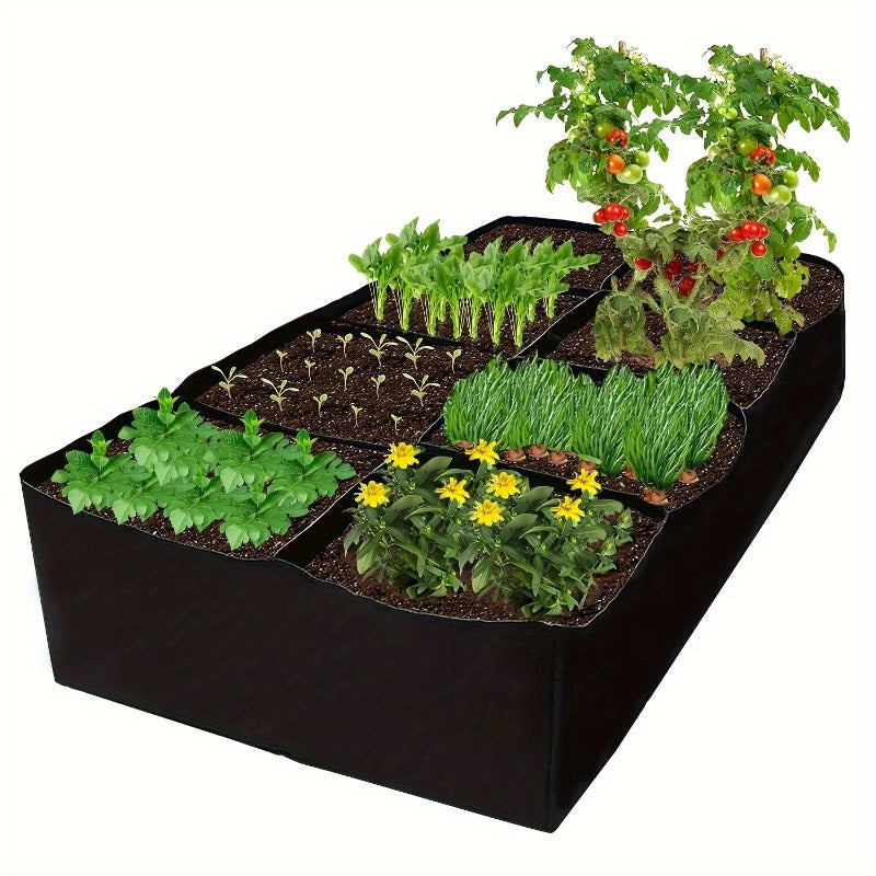 Jardinière potager souple 8 compartiments 80x40x25 cm noire