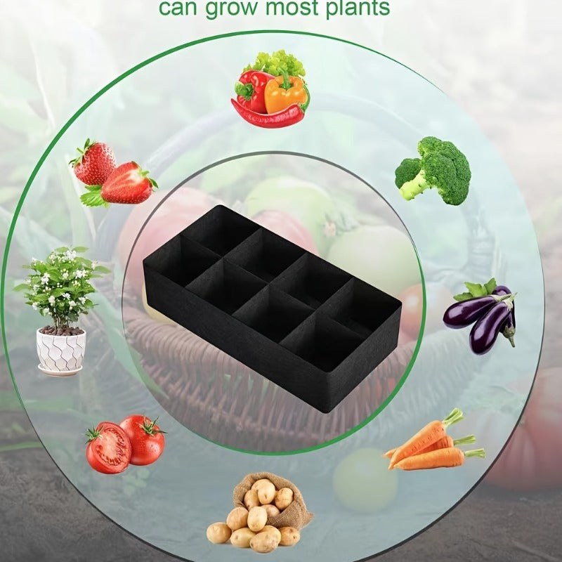 Jardinière potager souple 8 compartiments 80x40x25 cm noire