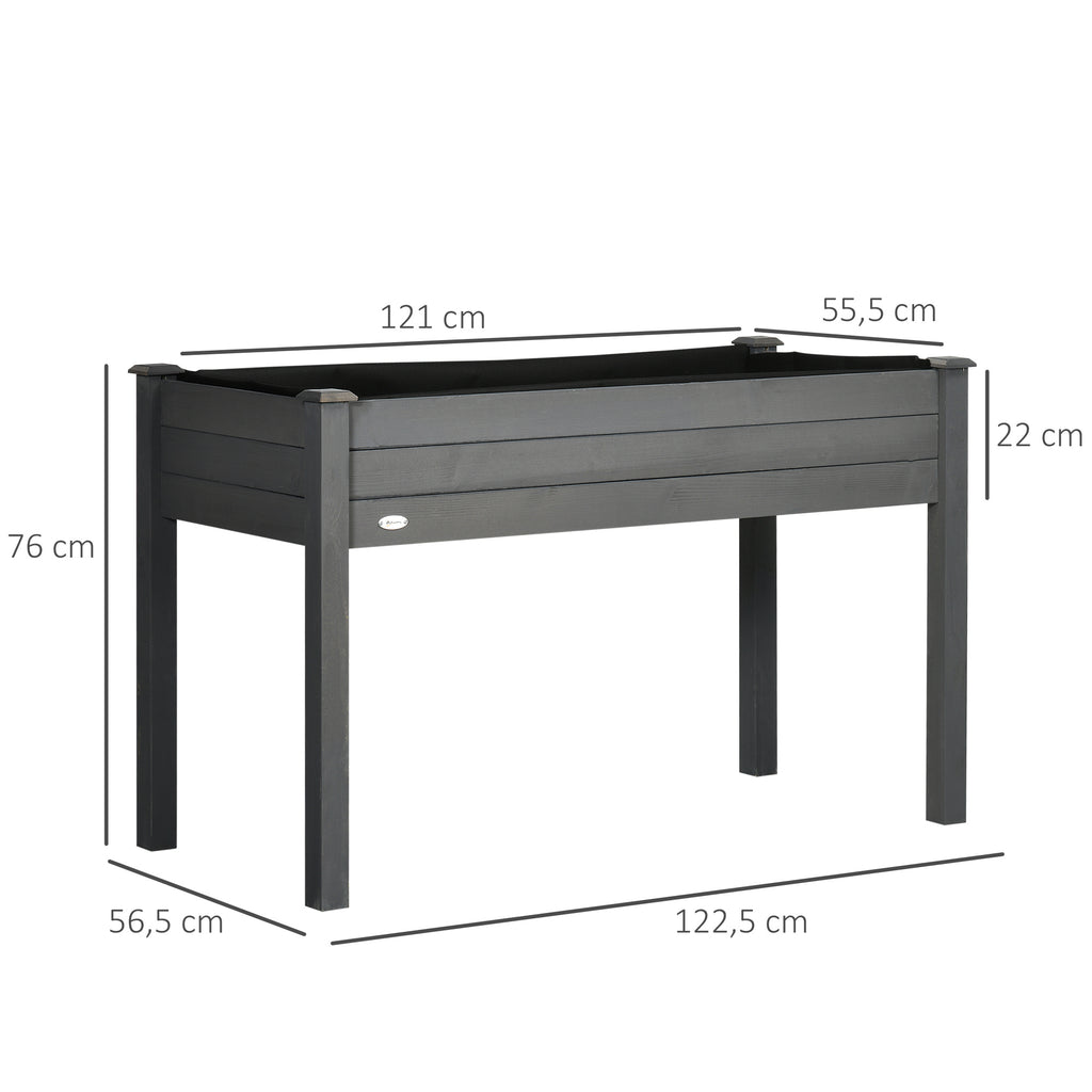Jardinière potager sur pied 123x57x76 cm en bois massif gris