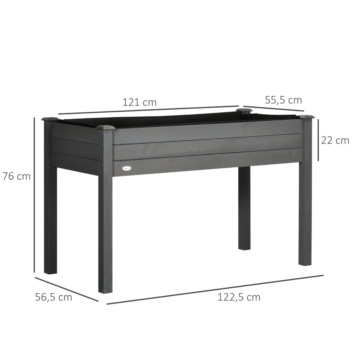 Jardinière potager sur pied 123x57x76 cm en bois massif gris