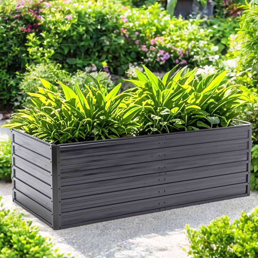 Jardinière potager surélevée 190x90x64 cm en acier anthracite