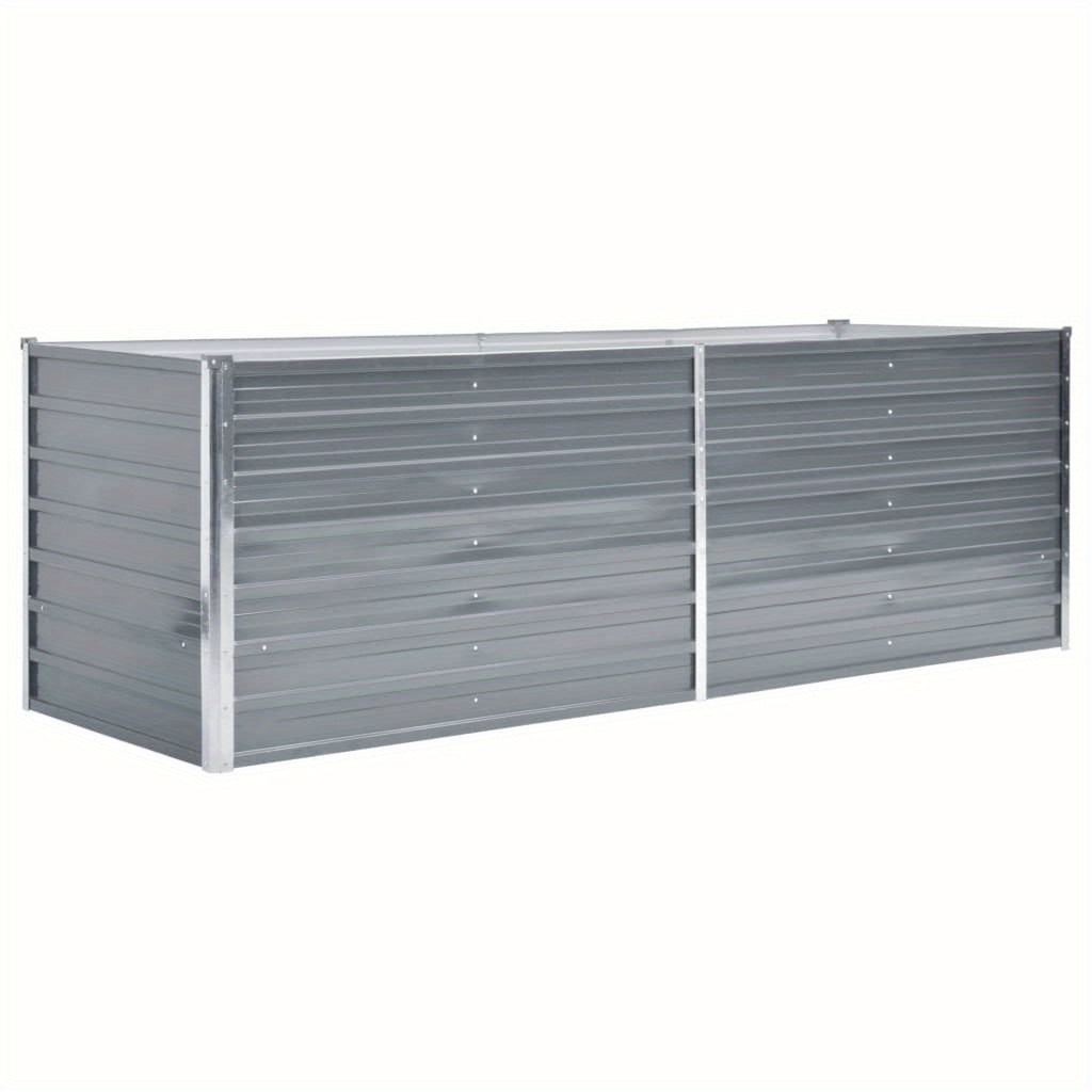 Jardinière potager surélevée acier galvanisé 240x80x77 cm gris