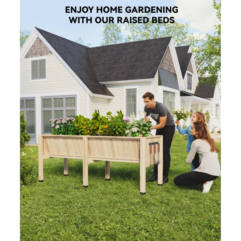 Jardinière potager surélevée en bois 117 cm pour terrasse