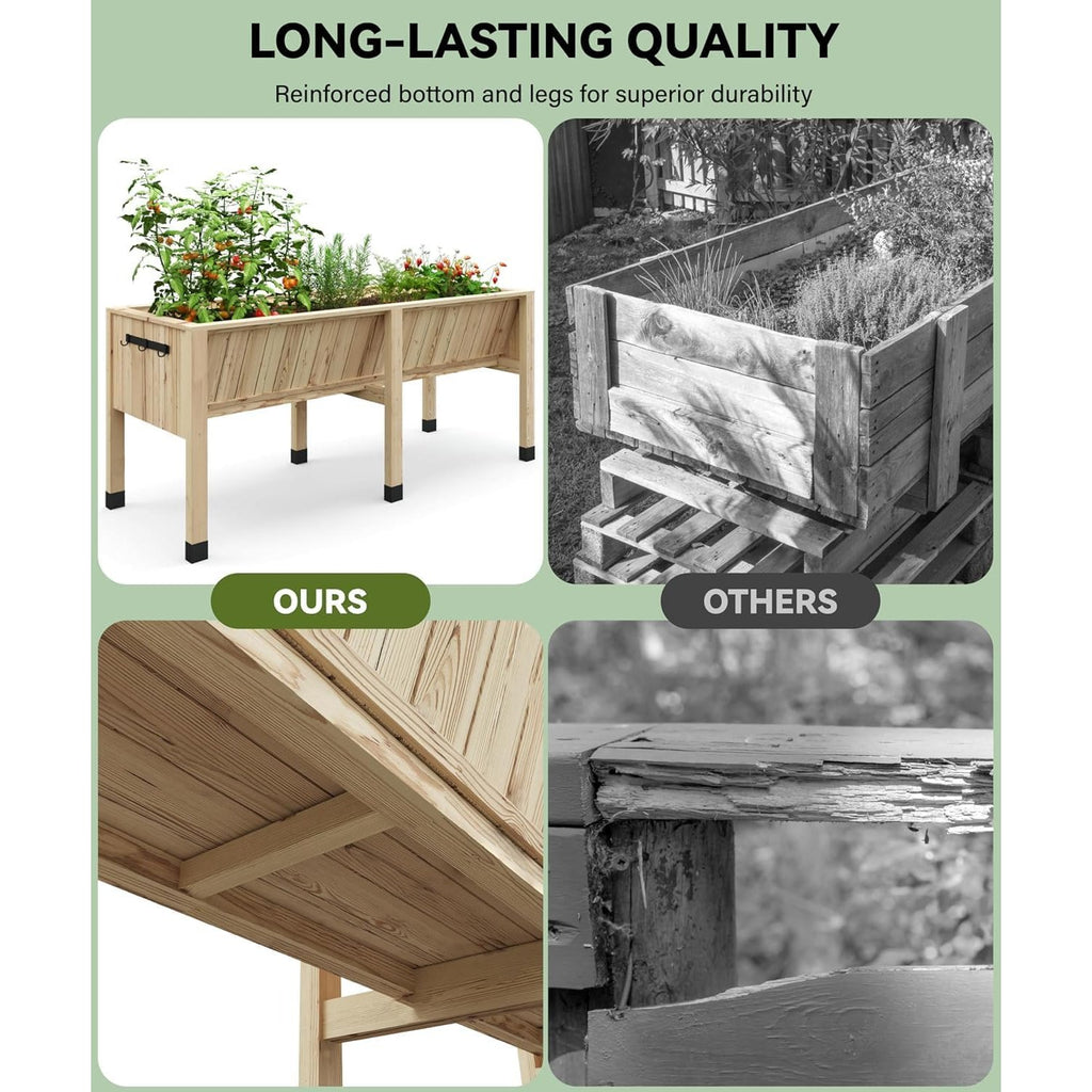 Jardinière potager surélevée en bois 117 cm pour terrasse