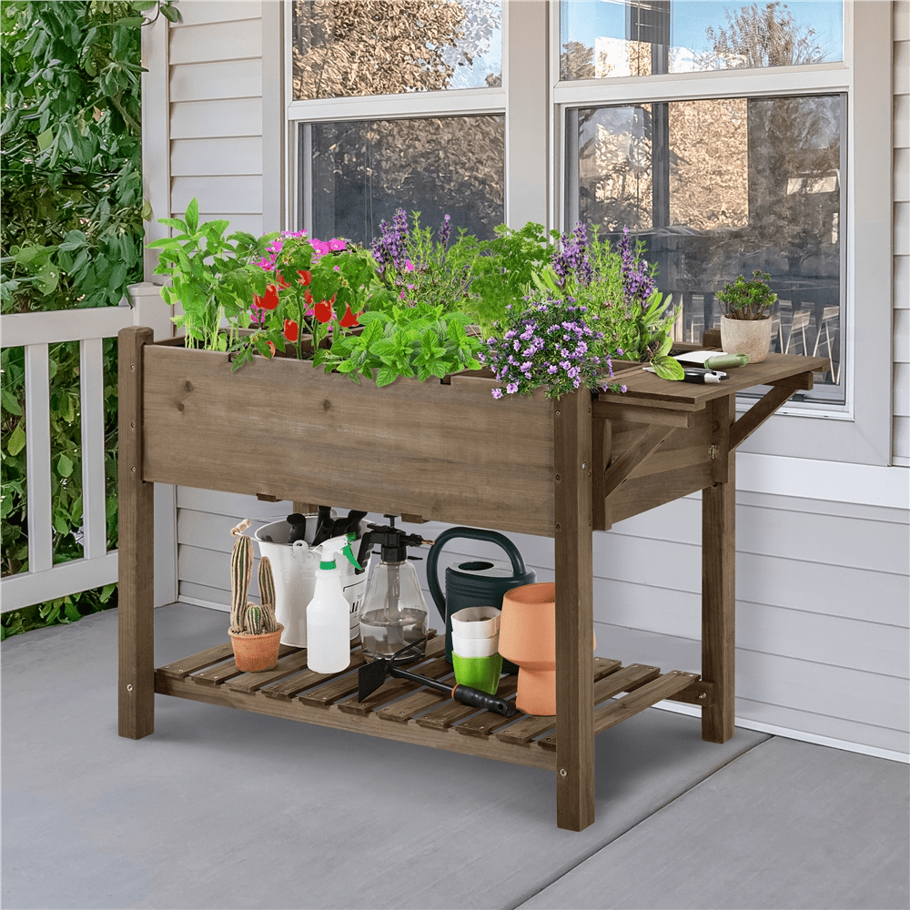 Jardinière potager surélevée en bois 124 cm, 8 compartiments