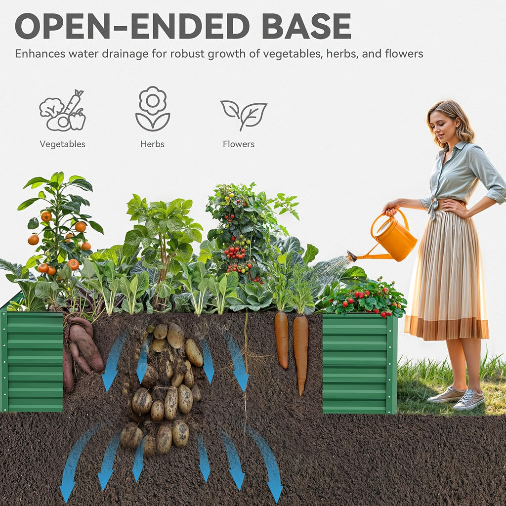 Jardinière potager surélevée en métal, 120 à 300 cm de long
