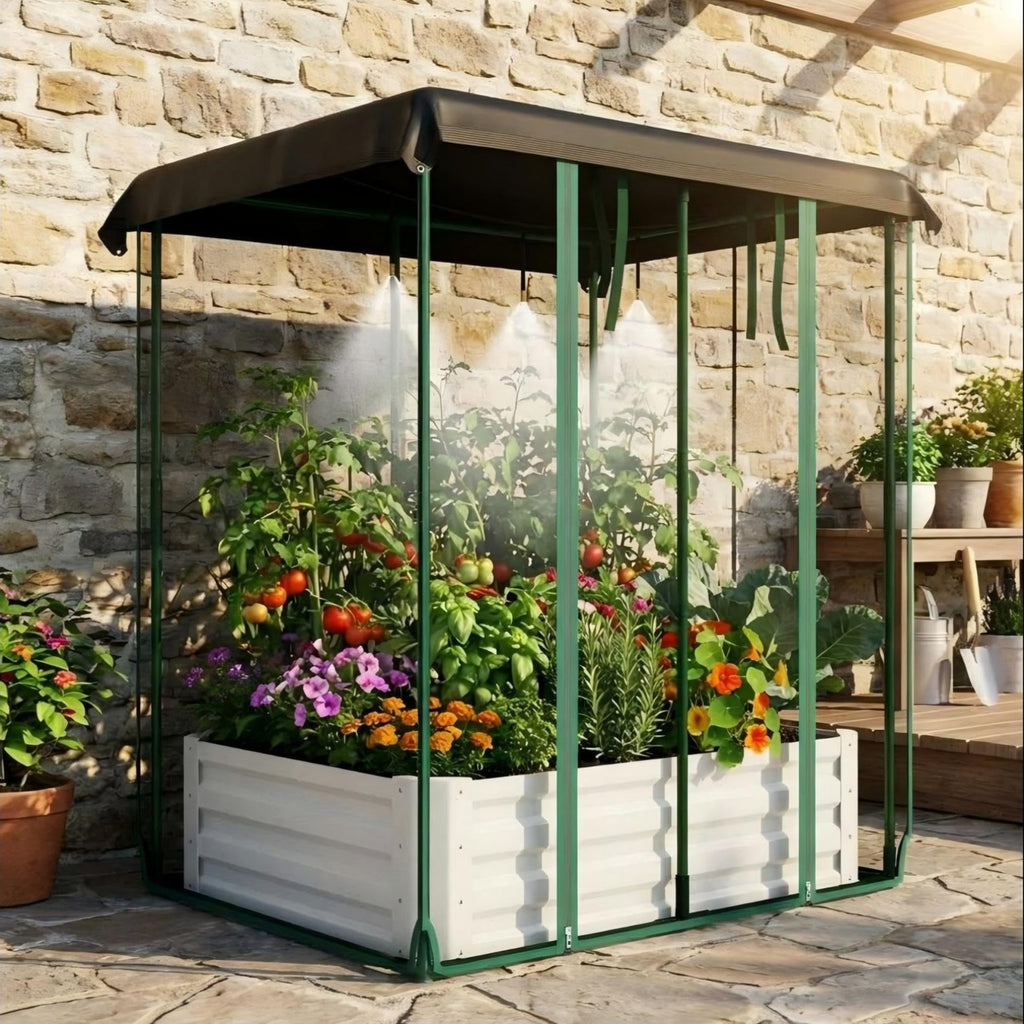 Jardinière potager surélevée métal 120x90x30 cm avec toit