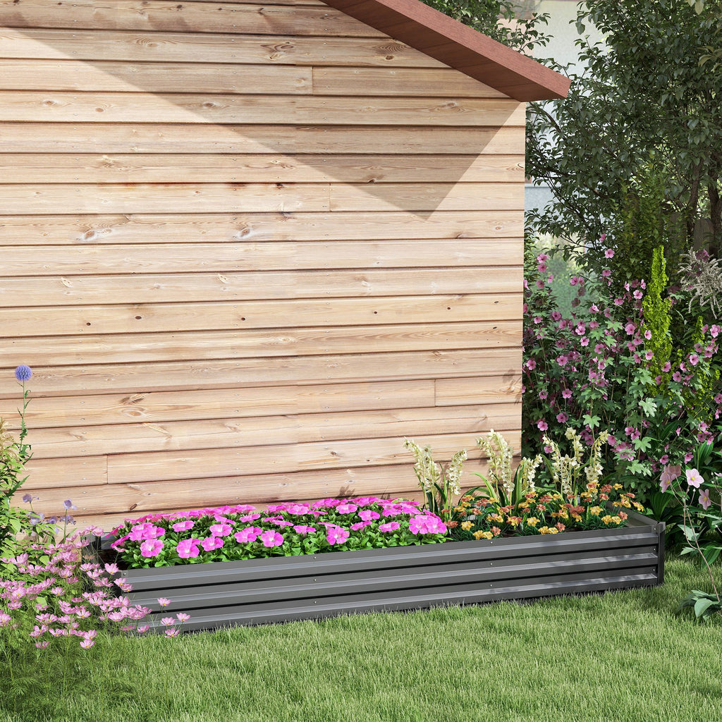 Jardinière potager surélevée 240x60x30 cm — Métal gris foncé