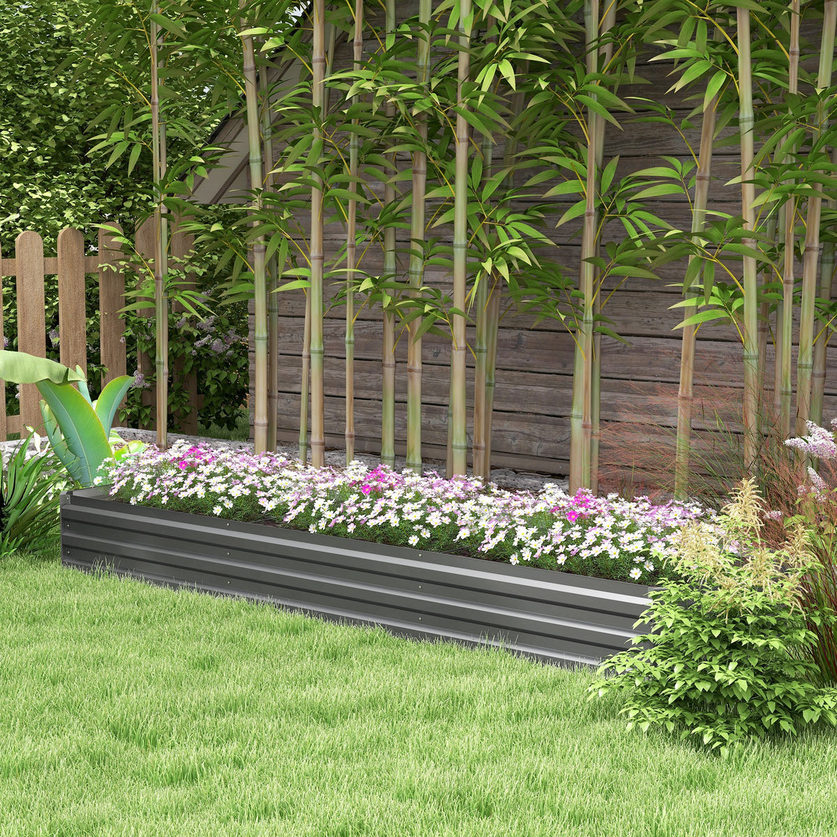 Jardinière potager surélevée 240x60x30 cm — Métal gris foncé