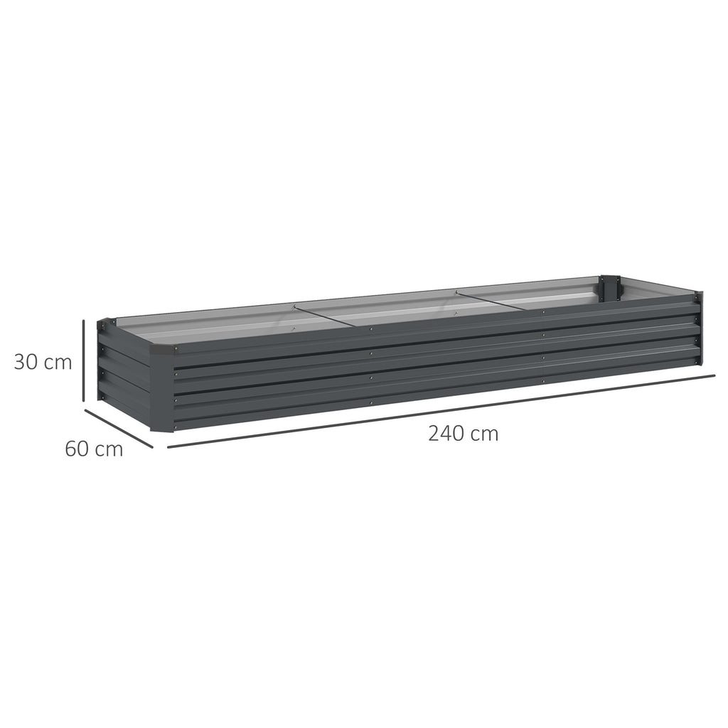 Jardinière potager surélevée 240x60x30 cm — Métal gris foncé