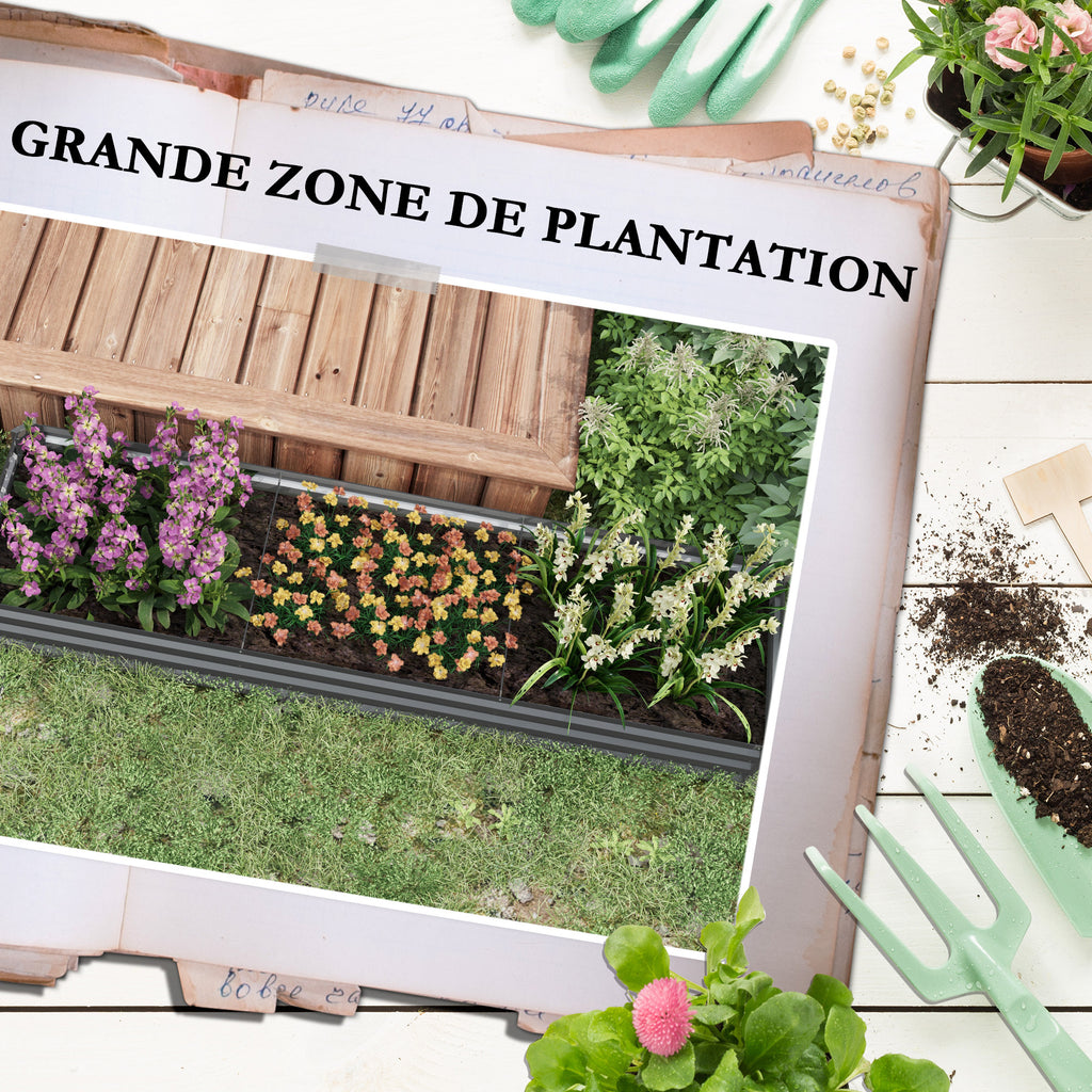 Jardinière potager surélevée 240x60x30 cm — Métal gris foncé
