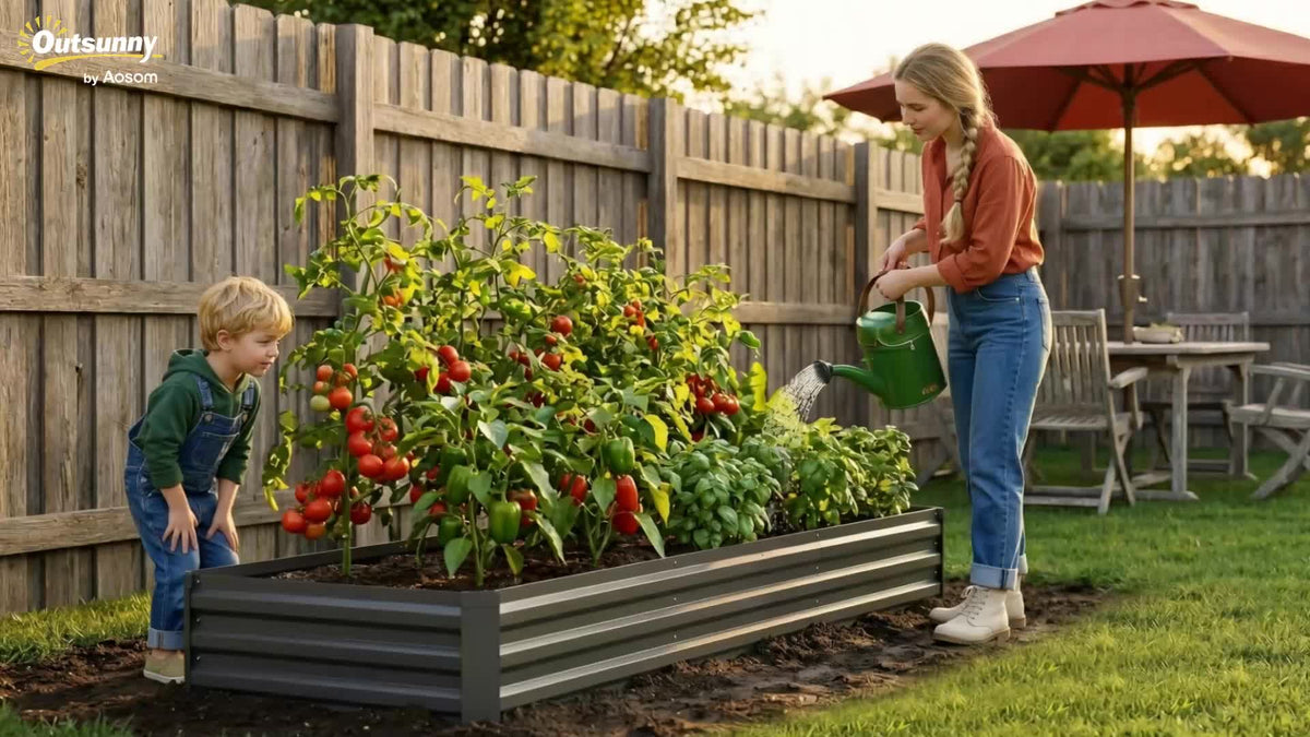 Jardinière potager surélevée 240x60x30 cm — Métal gris foncé