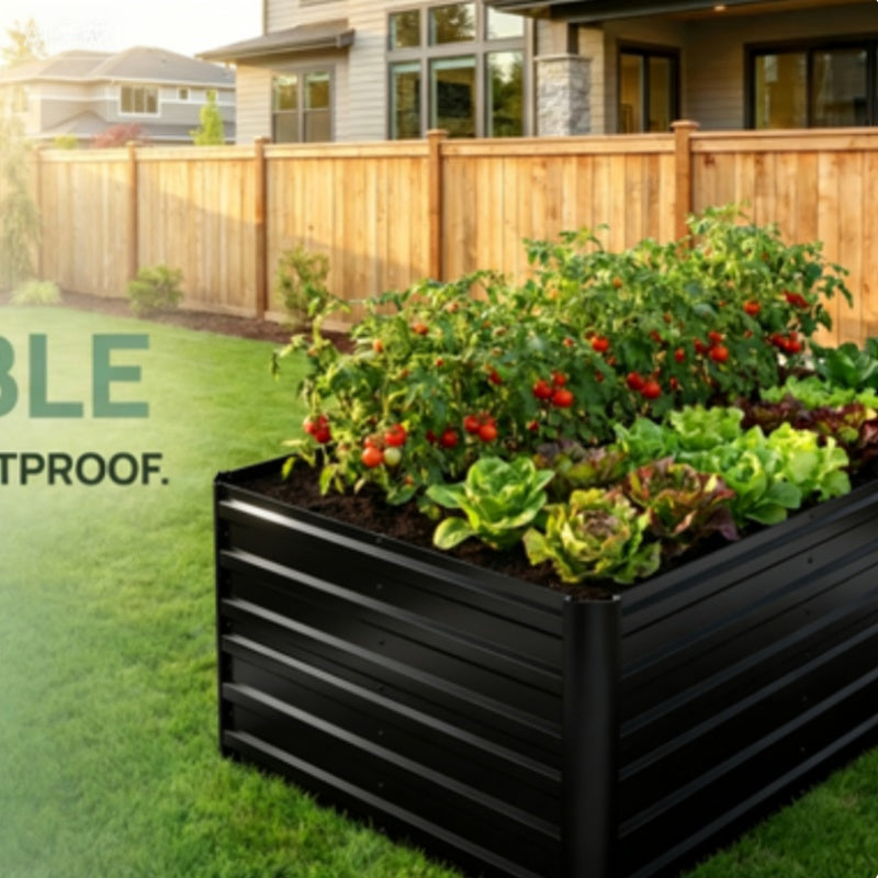 Jardinière potager surélevée en métal noir ou vert, légumes