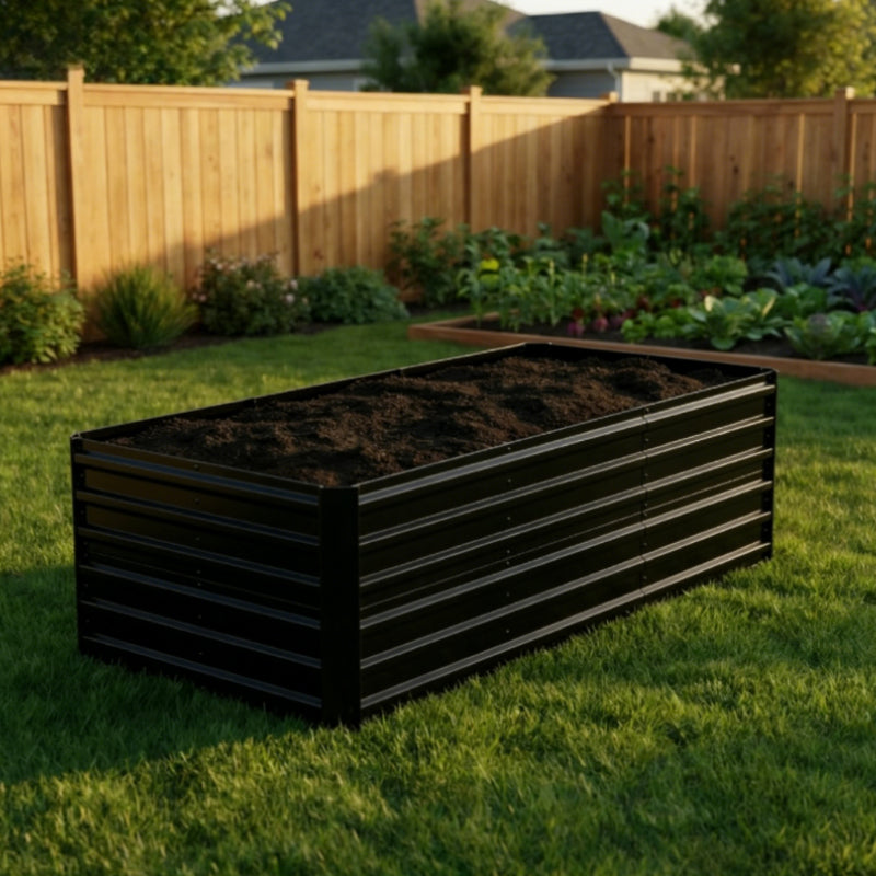 Jardinière potager surélevée en métal noir ou vert, légumes