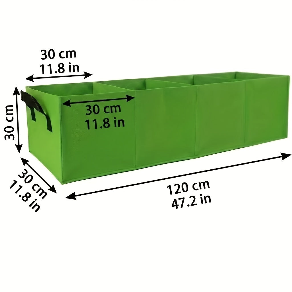 Jardinière potager verte 120 cm - 4 cases en feutre 106 L
