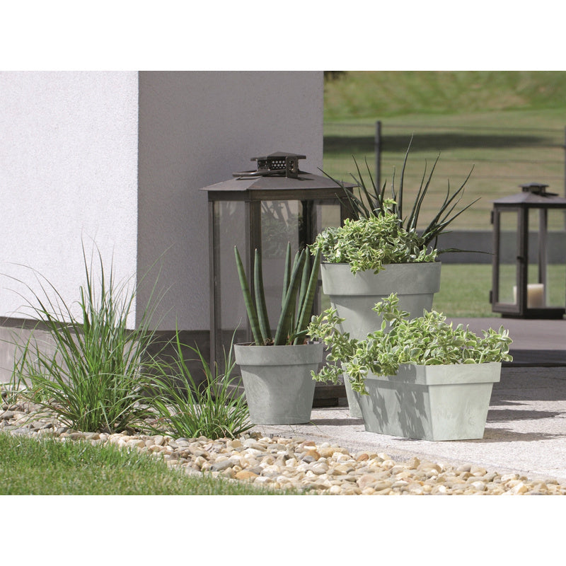 Jardinière rectangulaire 40 cm aspect béton à réserve d'eau