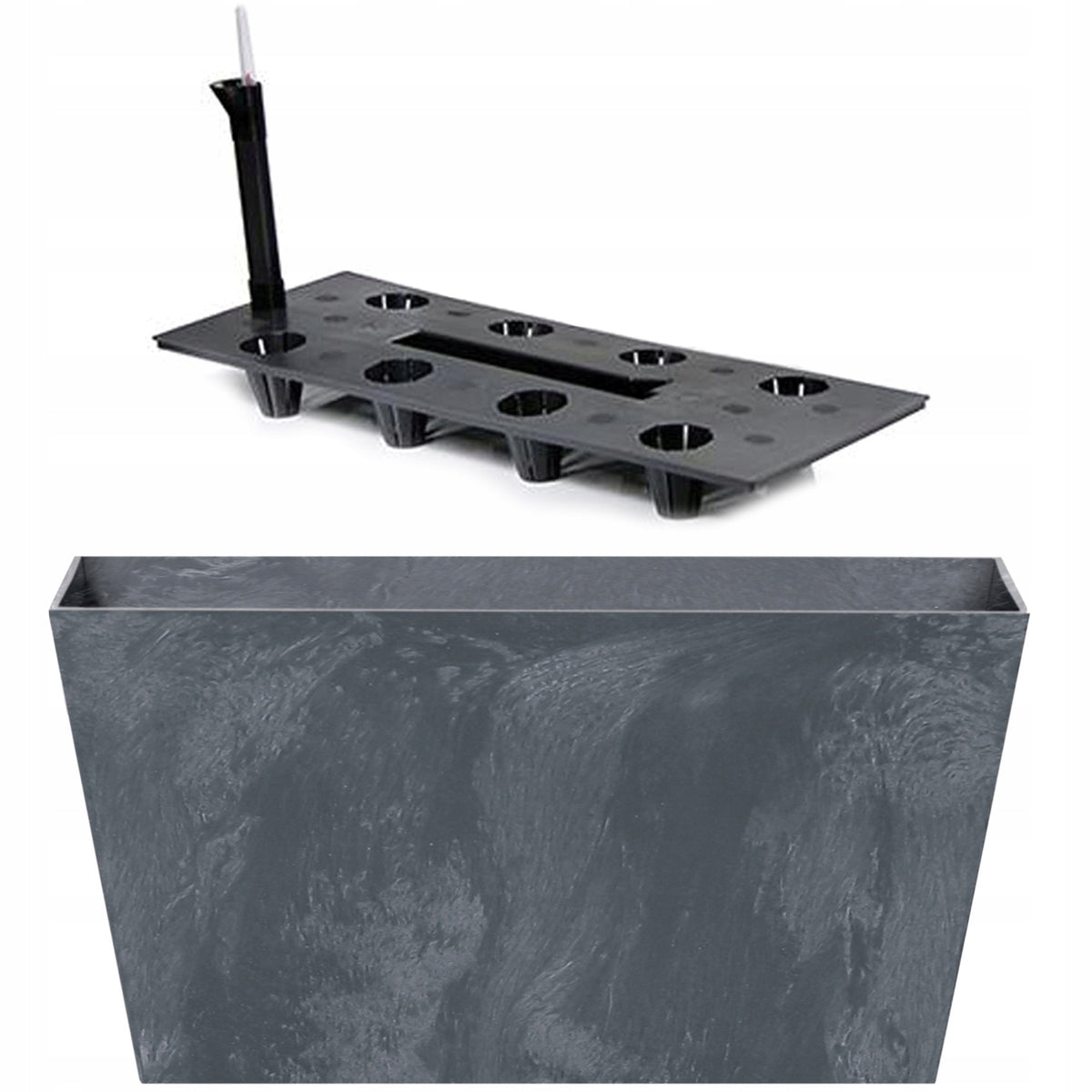 Jardinière rectangulaire 40 cm à réserve d'eau, effet ardoise