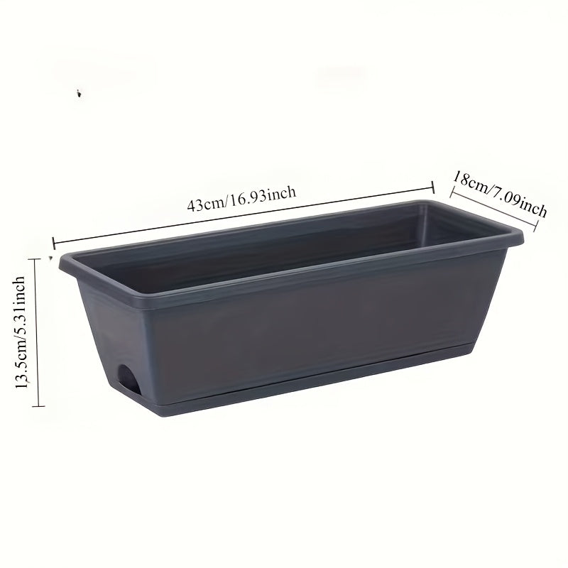 Jardinière rectangulaire 43 cm avec soucoupe - Lot de 2 bacs