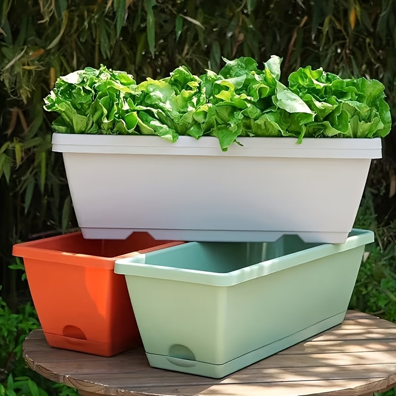 Jardinière rectangulaire 43 cm avec soucoupe - Lot de 2 bacs
