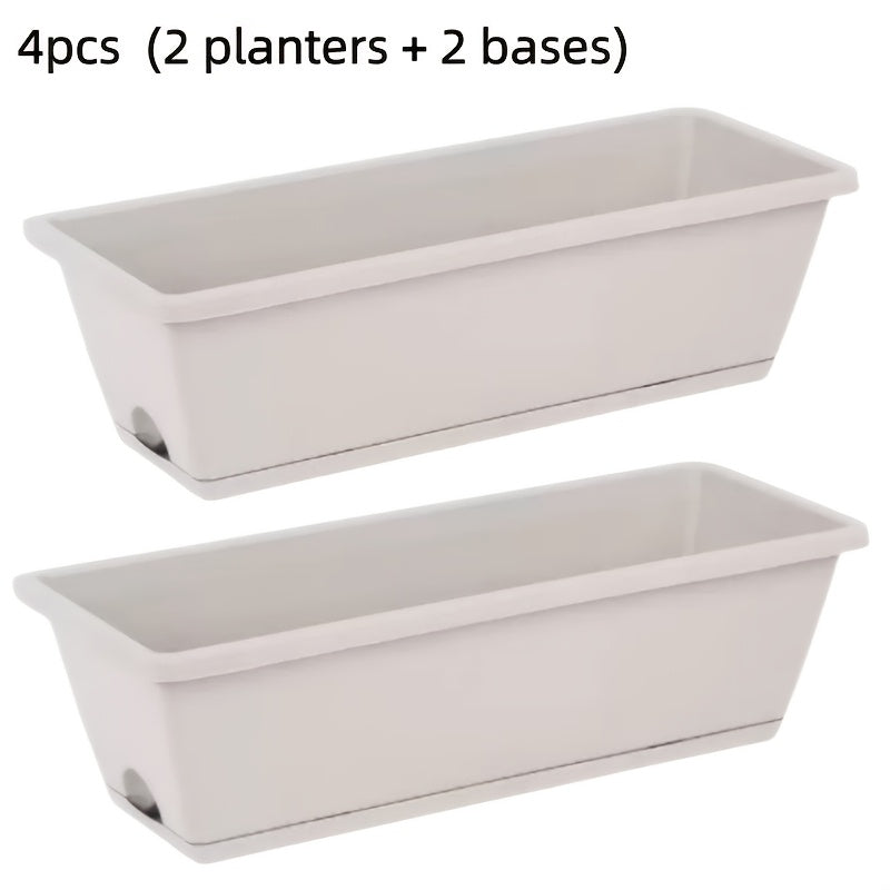 Gris blanc / 4 pièces (2 jardinières + 2 socles)