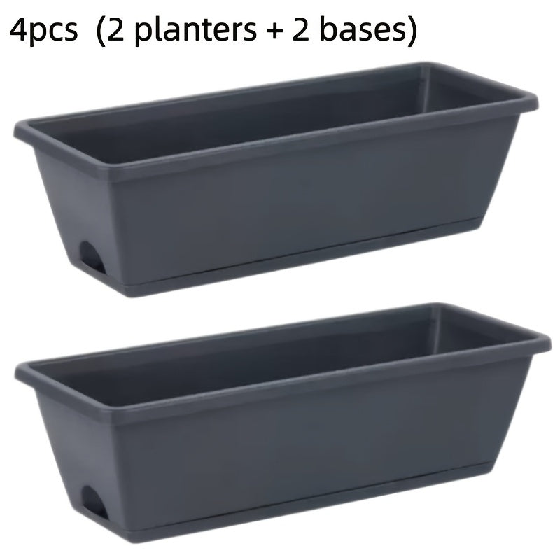 Gris foncé / 4 pièces (2 jardinières + 2 socles)