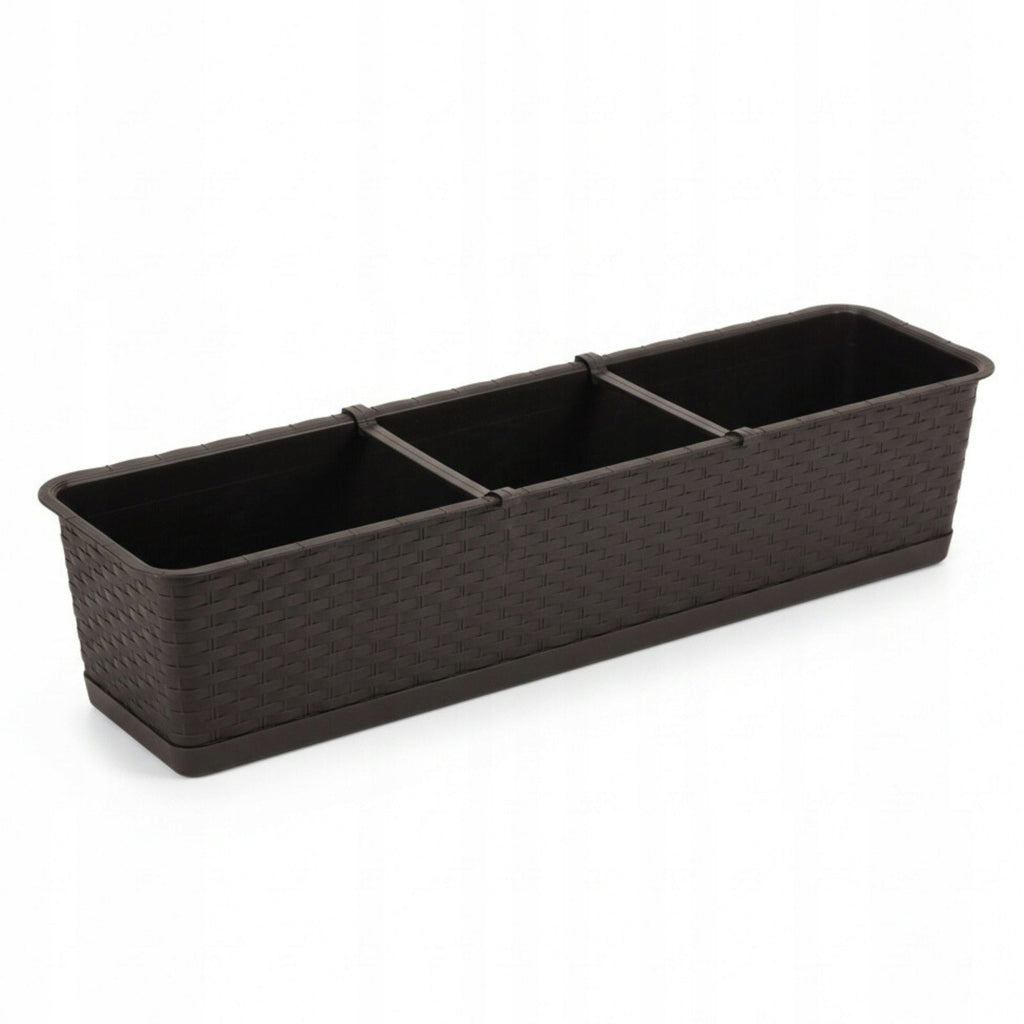Jardinière rectangulaire 79 cm effet rotin — Lot de 2 pour balcon