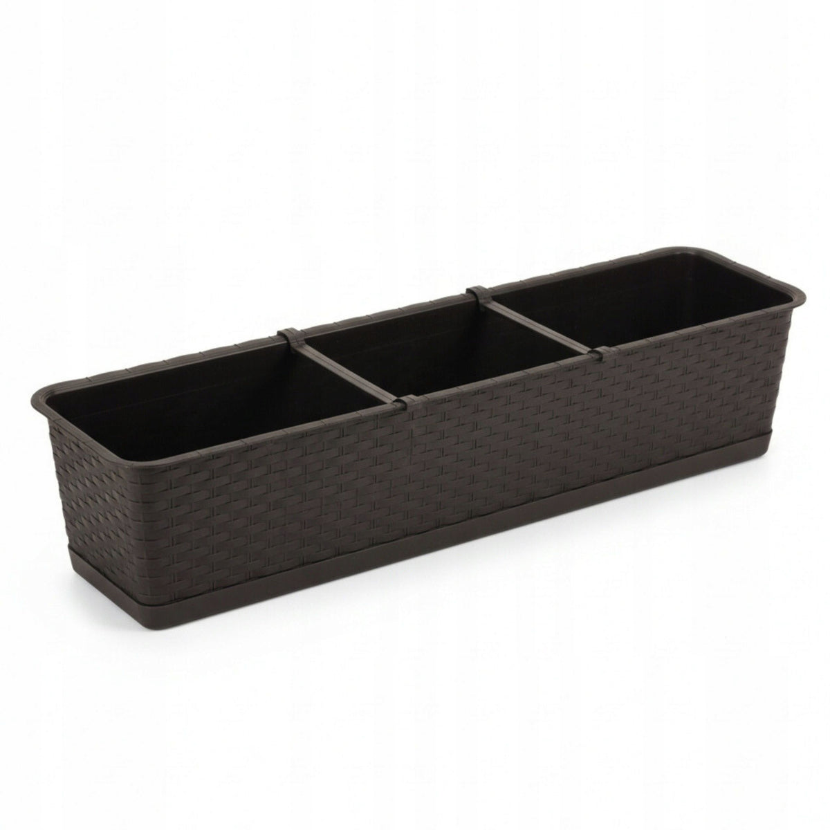 Jardinière rectangulaire 79 cm effet rotin — Lot de 2 pour balcon