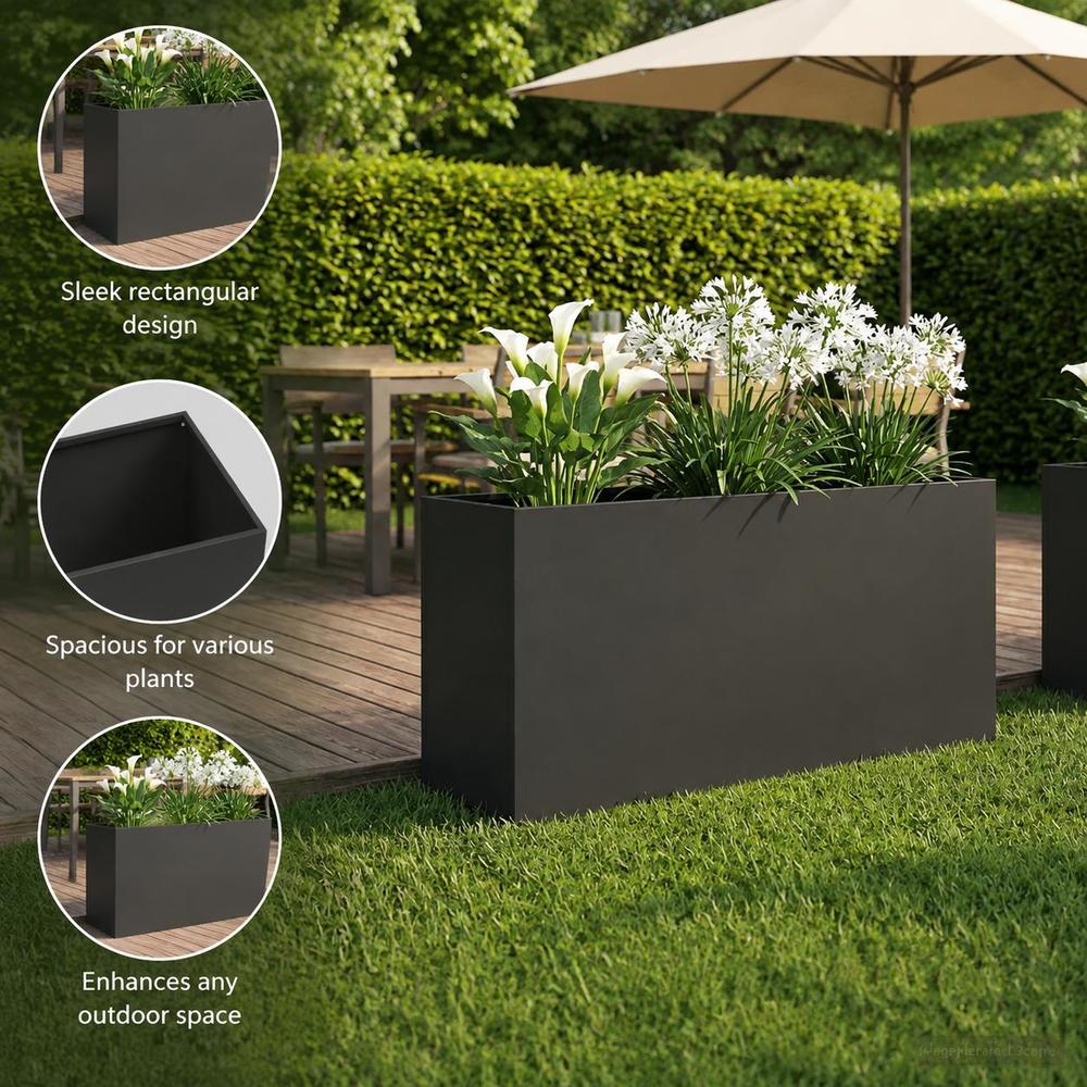 Jardinière rectangulaire acier 100x30x50 cm gris anthracite