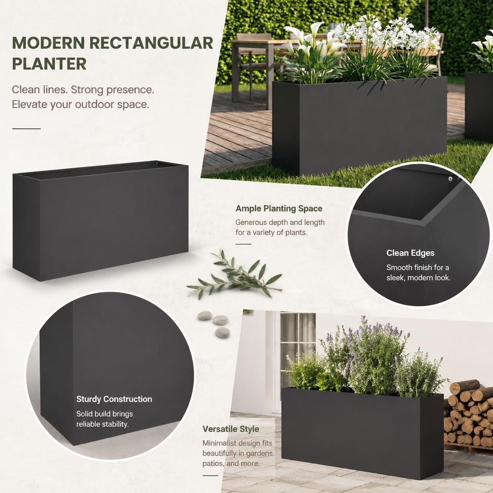 Jardinière rectangulaire acier 100x30x50 cm gris anthracite