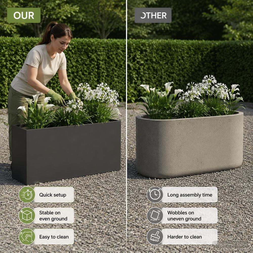 Jardinière rectangulaire acier 100x30x50 cm gris anthracite