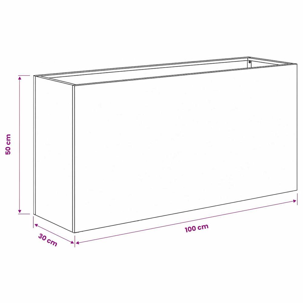 Jardinière rectangulaire acier 100x30x50 cm gris anthracite