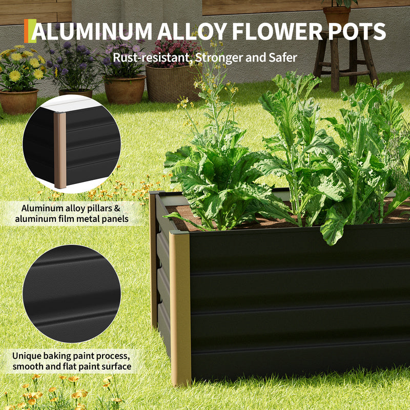 Jardinière rectangulaire aluminium 200x80x40 cm anthracite