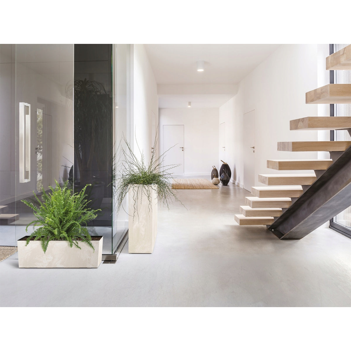 Jardinière rectangulaire anthracite 39 cm en plastique mat