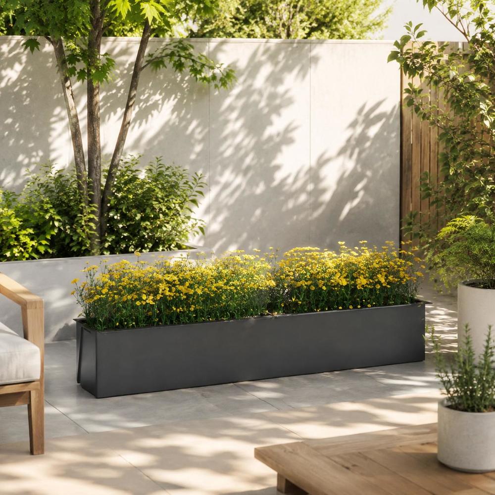 Jardinière rectangulaire anthracite 36 cm — lot de 12 bacs