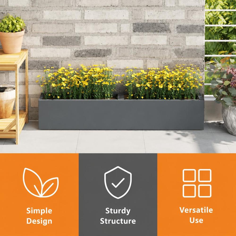 Jardinière rectangulaire anthracite 36 cm — lot de 12 bacs