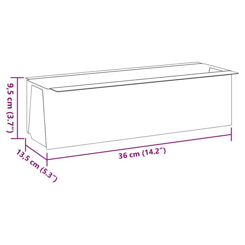 Jardinière rectangulaire anthracite 36 cm — lot de 12 bacs