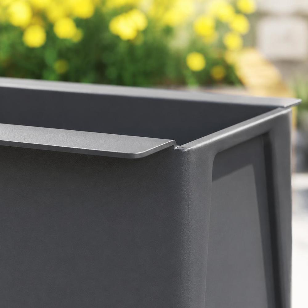 Jardinière rectangulaire anthracite 36 cm — lot de 12 bacs