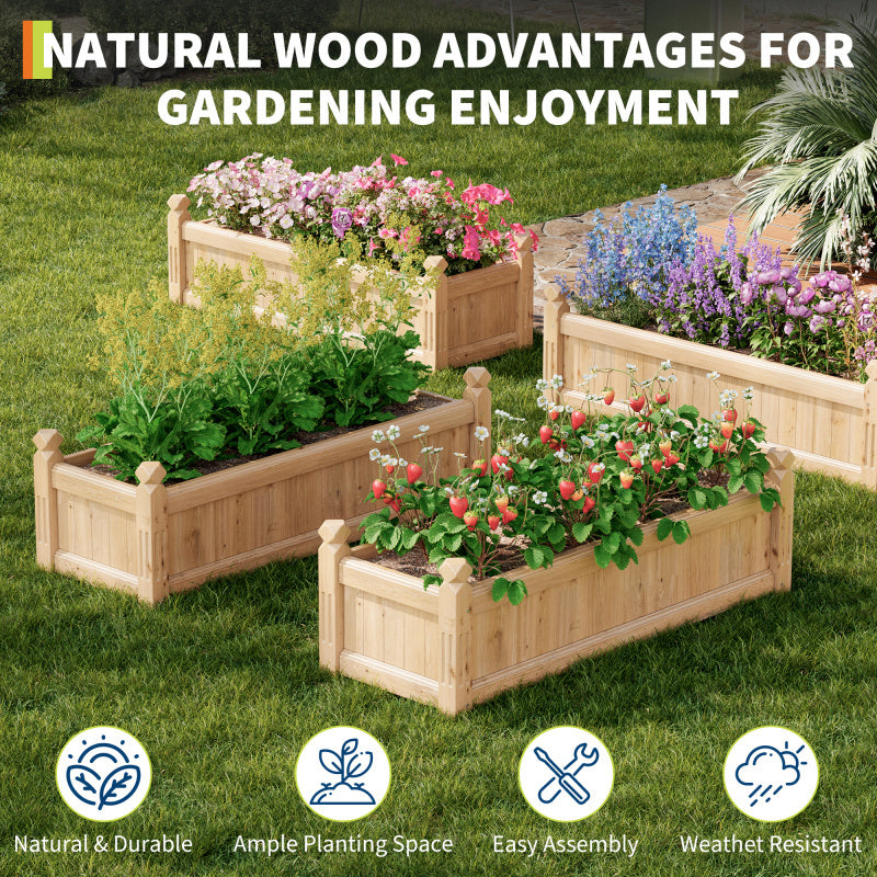 Jardinière rectangulaire en bois massif de pin, 110x40x35 cm