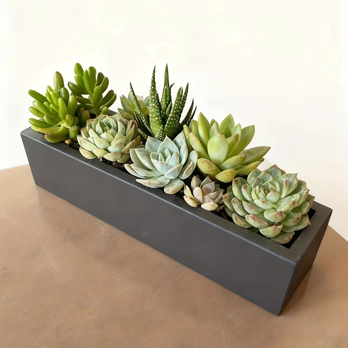 Jardinière rectangulaire en métal noir 40 cm pour rebord de fenêtre