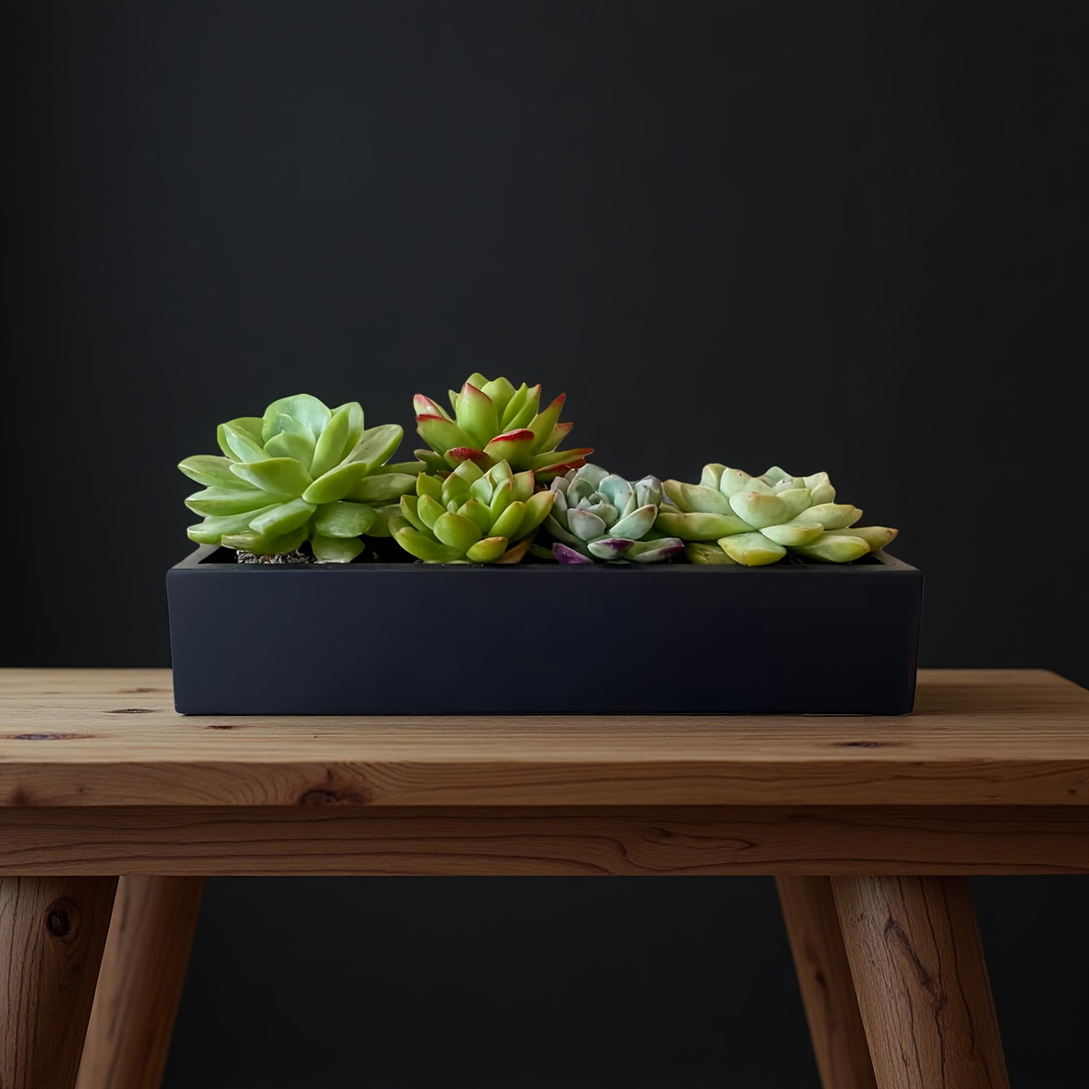 Jardinière rectangulaire en métal noir 40 cm pour rebord de fenêtre
