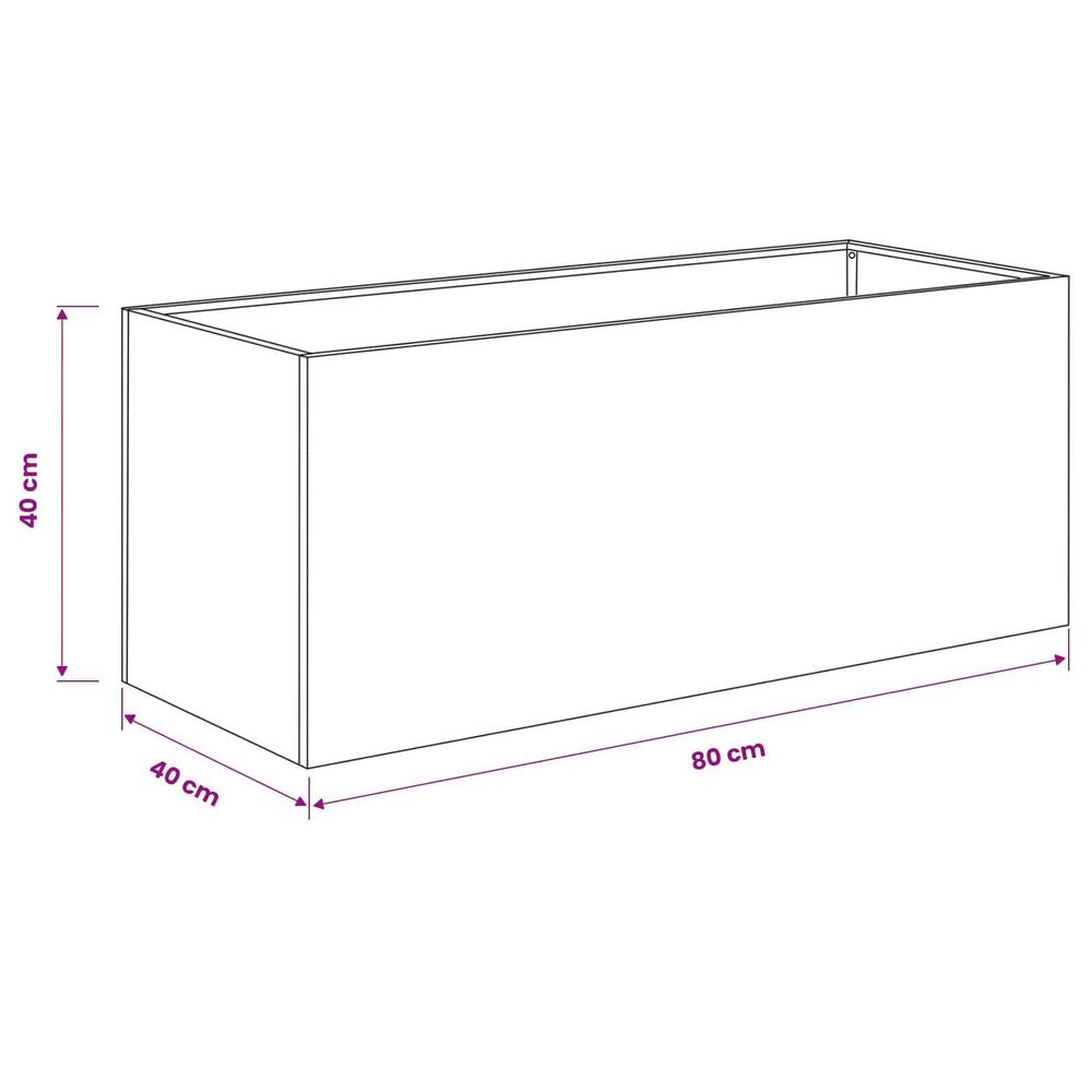 Jardinière rectangulaire en métal noir 80x40x40 cm - Lot de 2