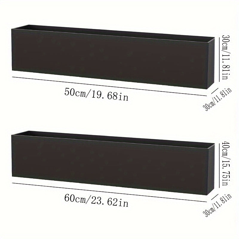Jardinière rectangulaire en métal noir 50x30x30 cm pour terrasse