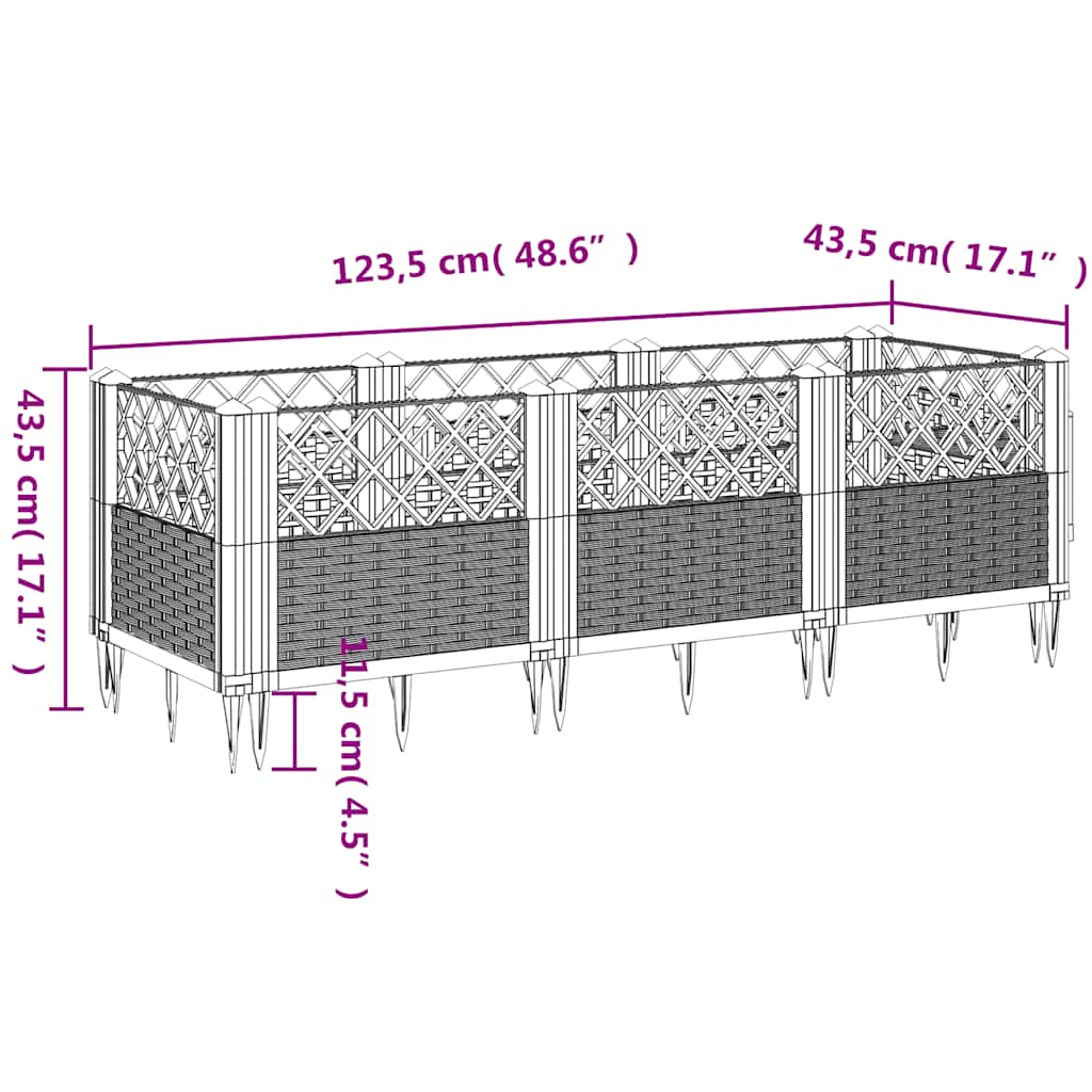 Jardinière rectangulaire modulable en plastique tressé de jardin