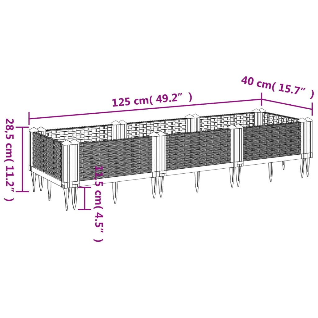 Jardinière rectangulaire modulable en plastique tressé de jardin