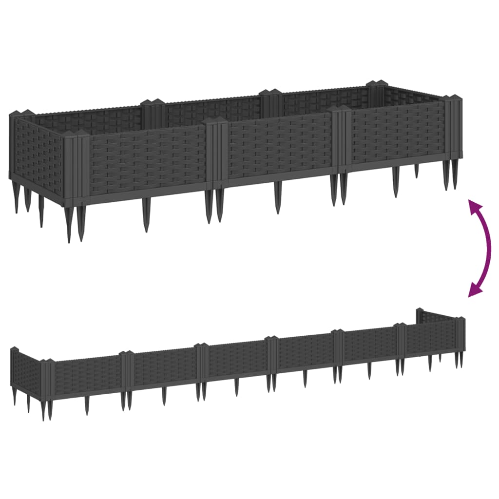 Jardinière rectangulaire modulable en plastique tressé de jardin