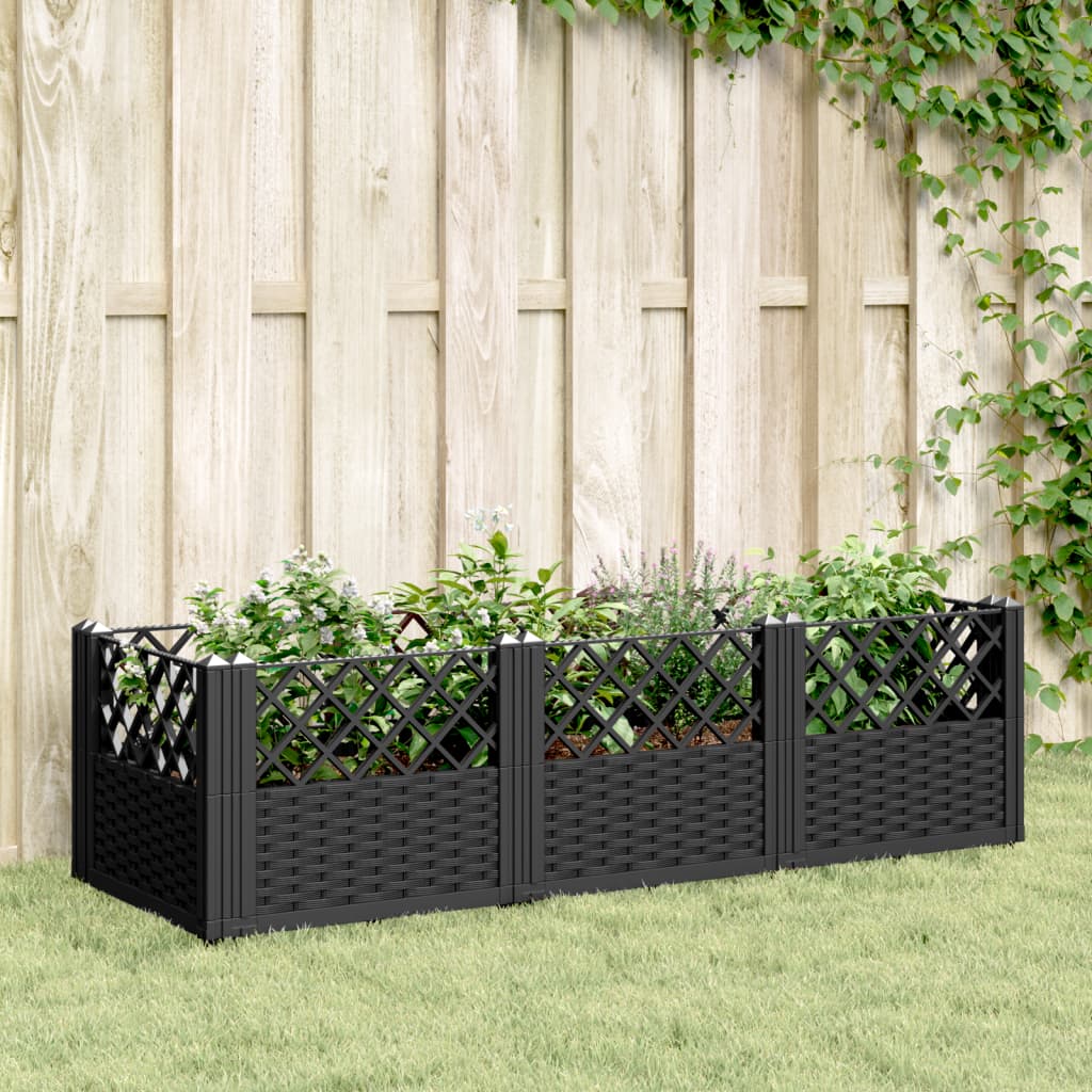 Jardinière rectangulaire modulable en plastique tressé de jardin