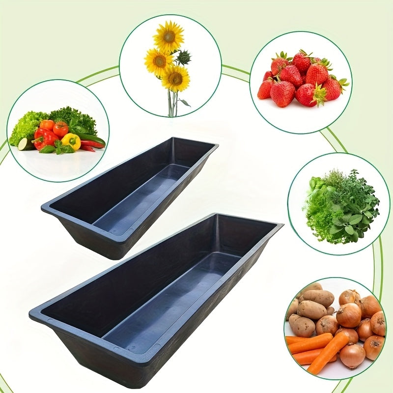Jardinière rectangulaire noire 99 cm, lot de 2 bacs à fleurs