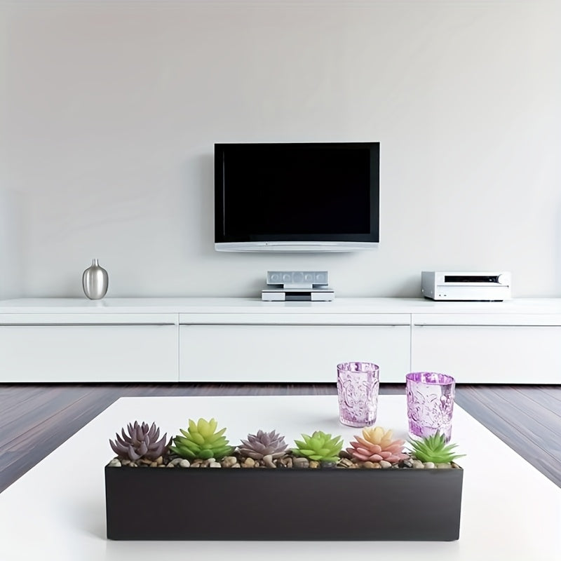 Jardinière rectangulaire noire 40x8x9 cm en métal pour succulentes
