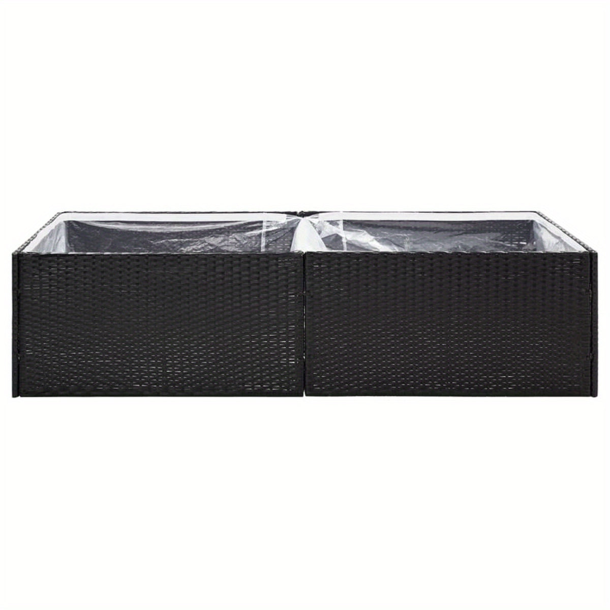 Jardinière rectangulaire noire en poly rotin 157x80x40 cm