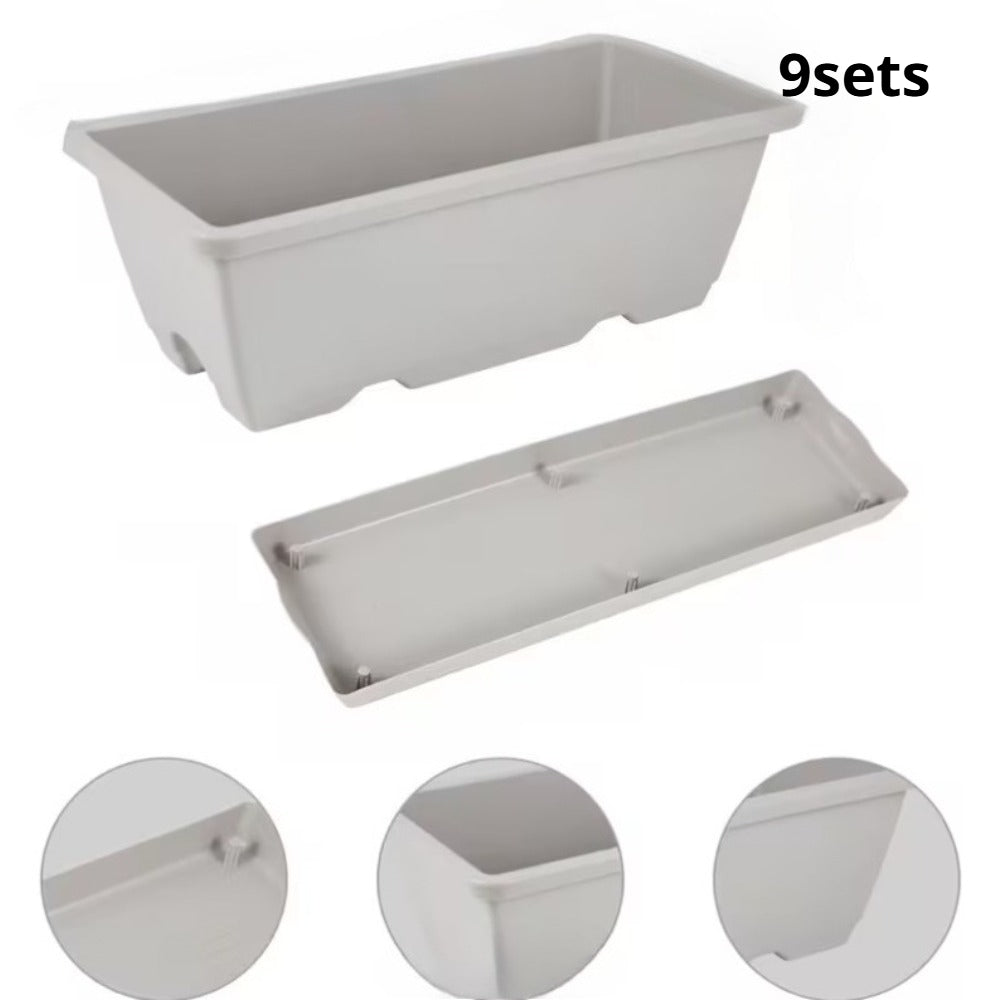 Gris clair / 9 ensembles (pot de fleur + soucoupe)